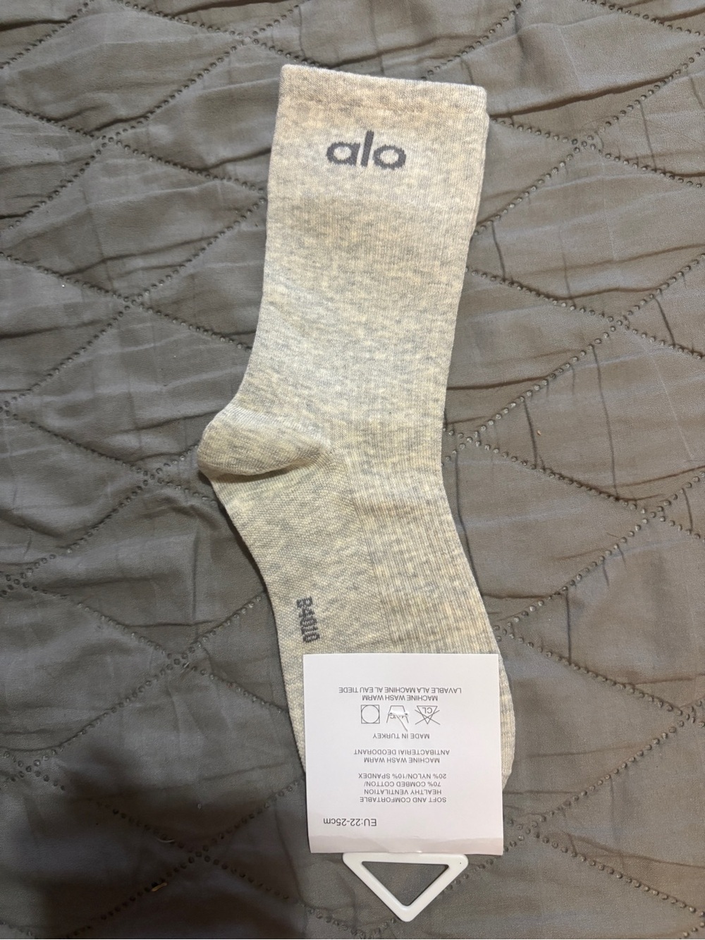 ALO Yoga Heather Gray Women's Crew Sock with Logo